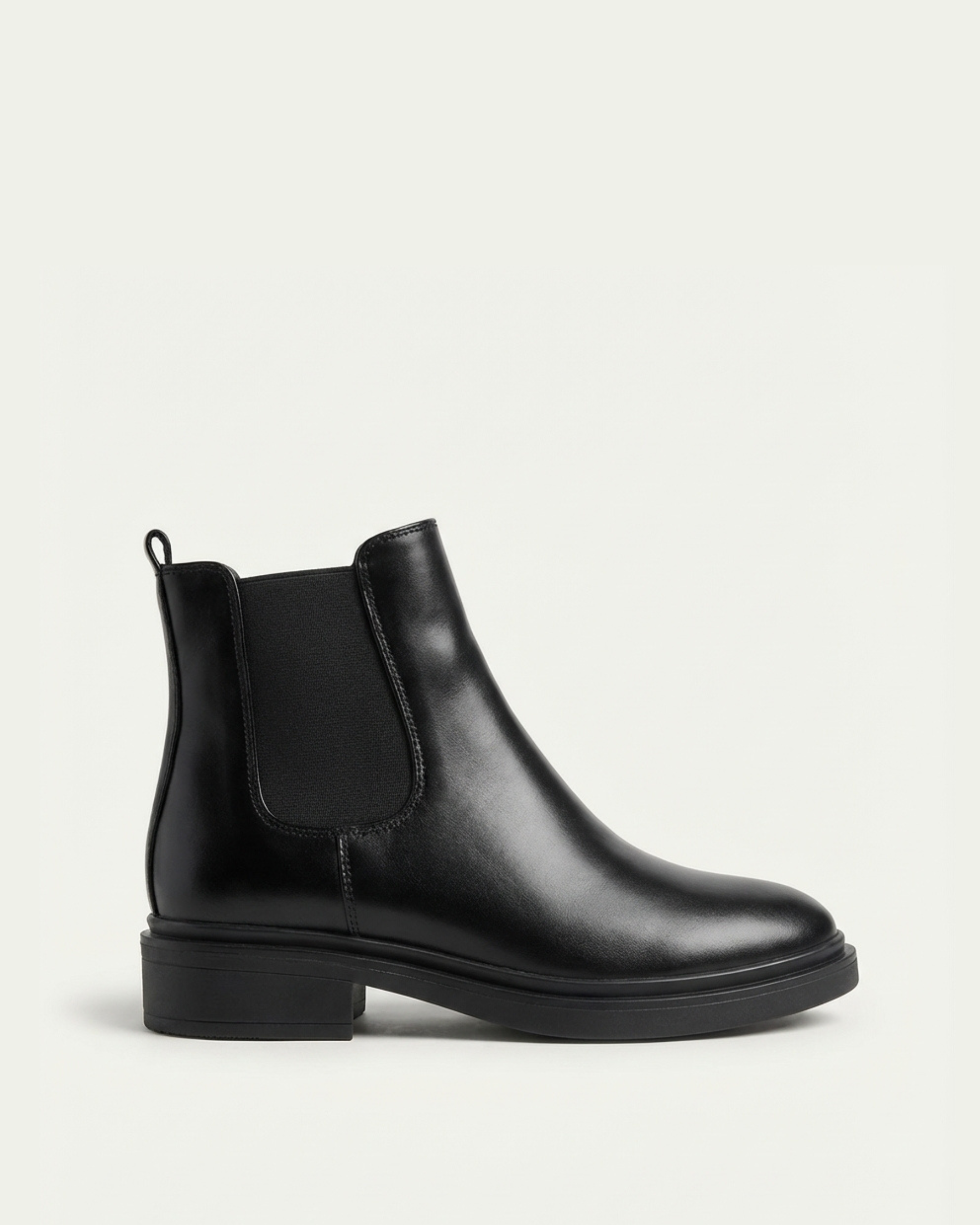 Bottines Chelsea Femme en Cuir Lisse Noir - Tislit