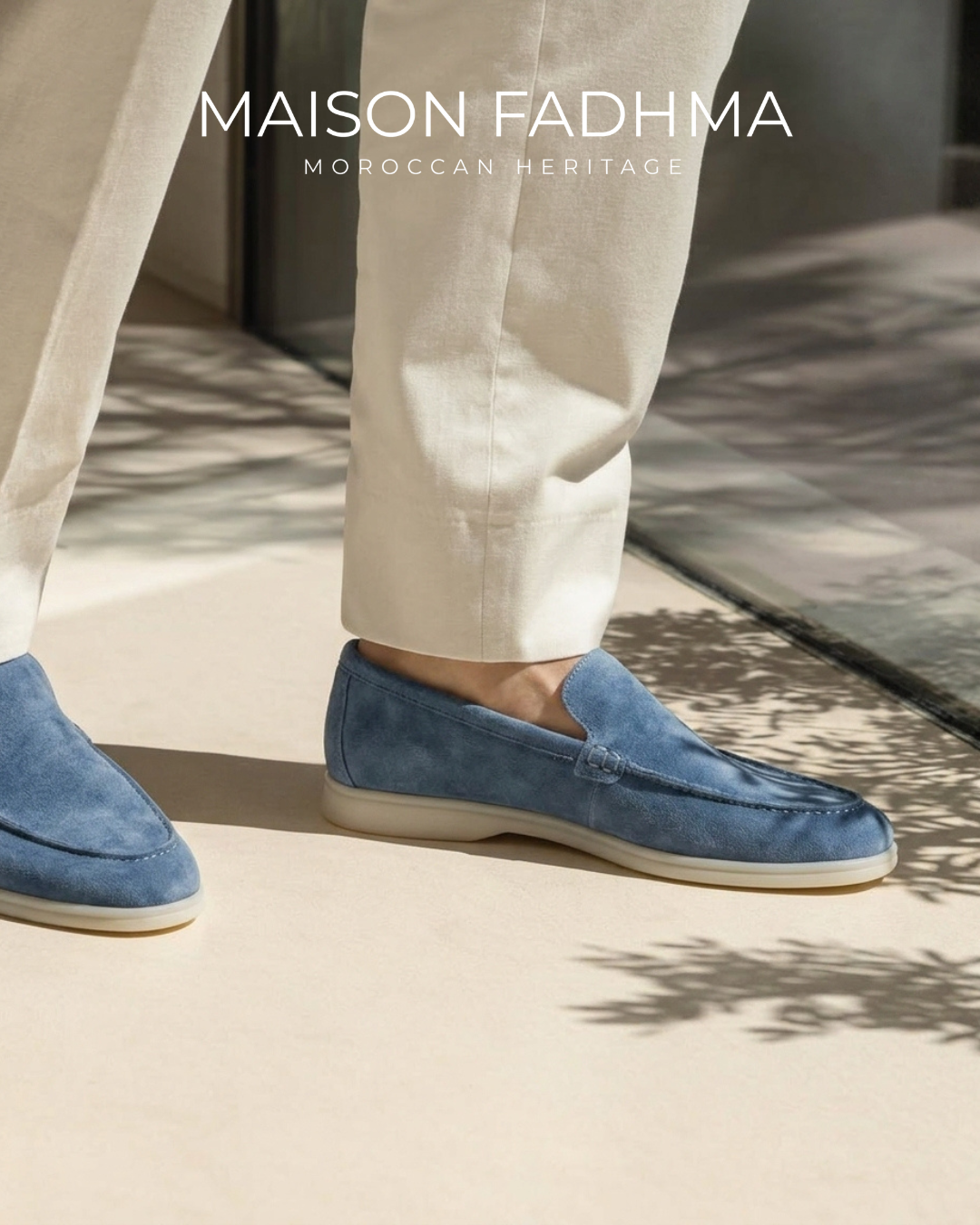 Mocassins pour hommes en daim Bleu Azure - Izem