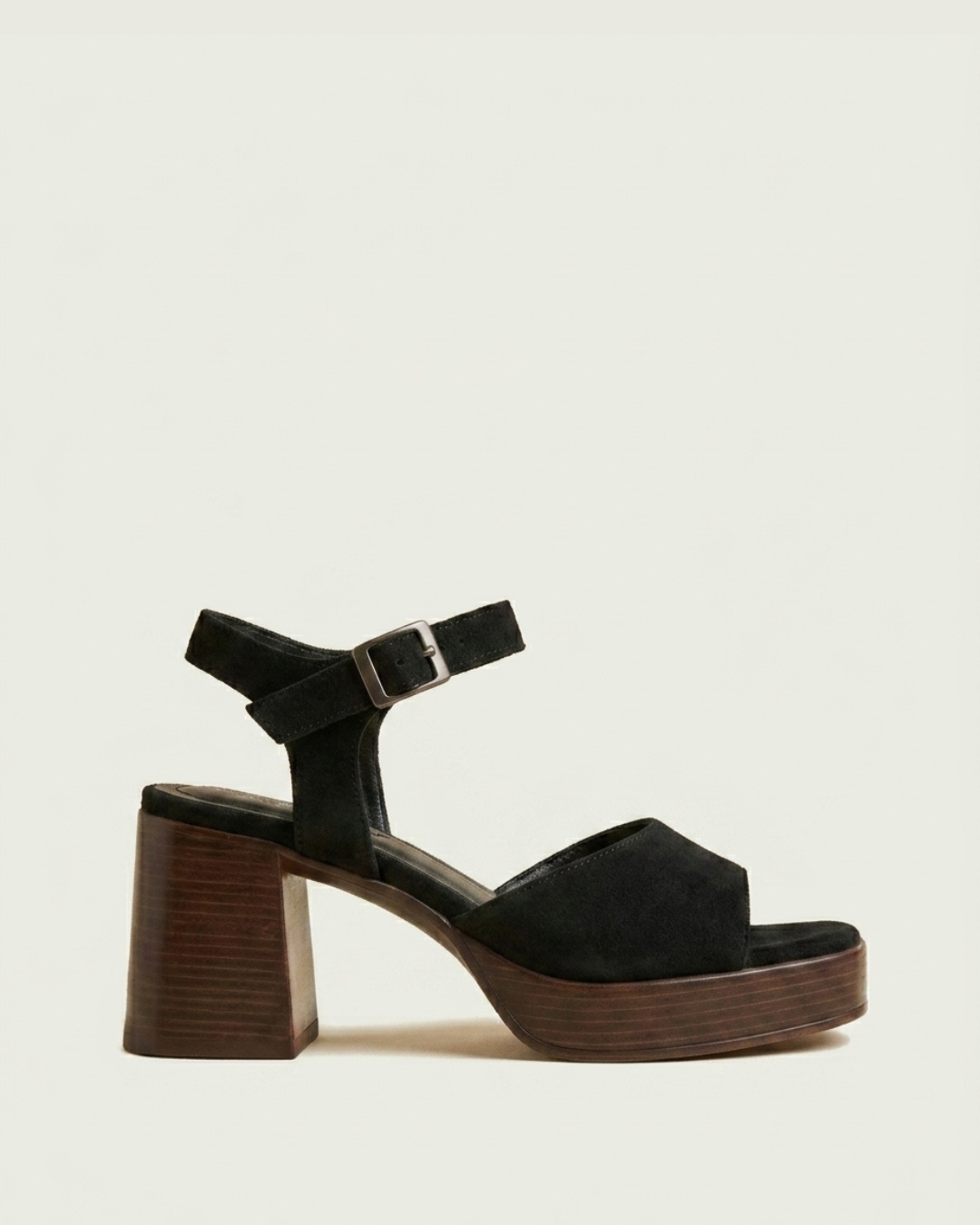 Sandale à Talon Femme Daim Noir - Arez