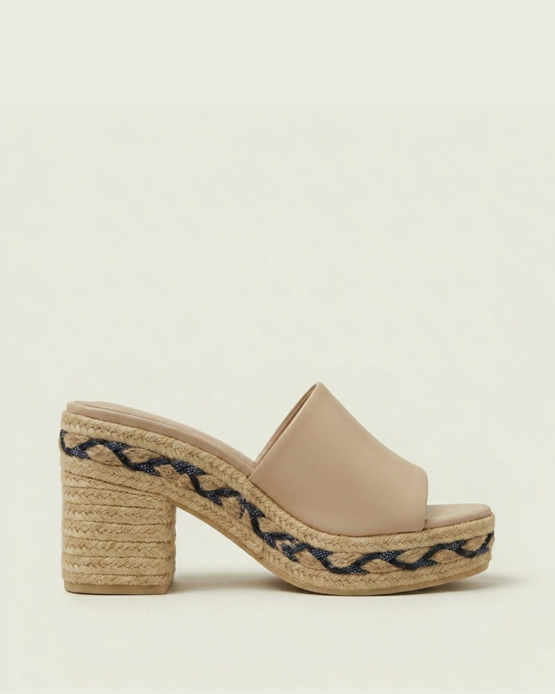 Sandale à talon tressé Beige - Tanat