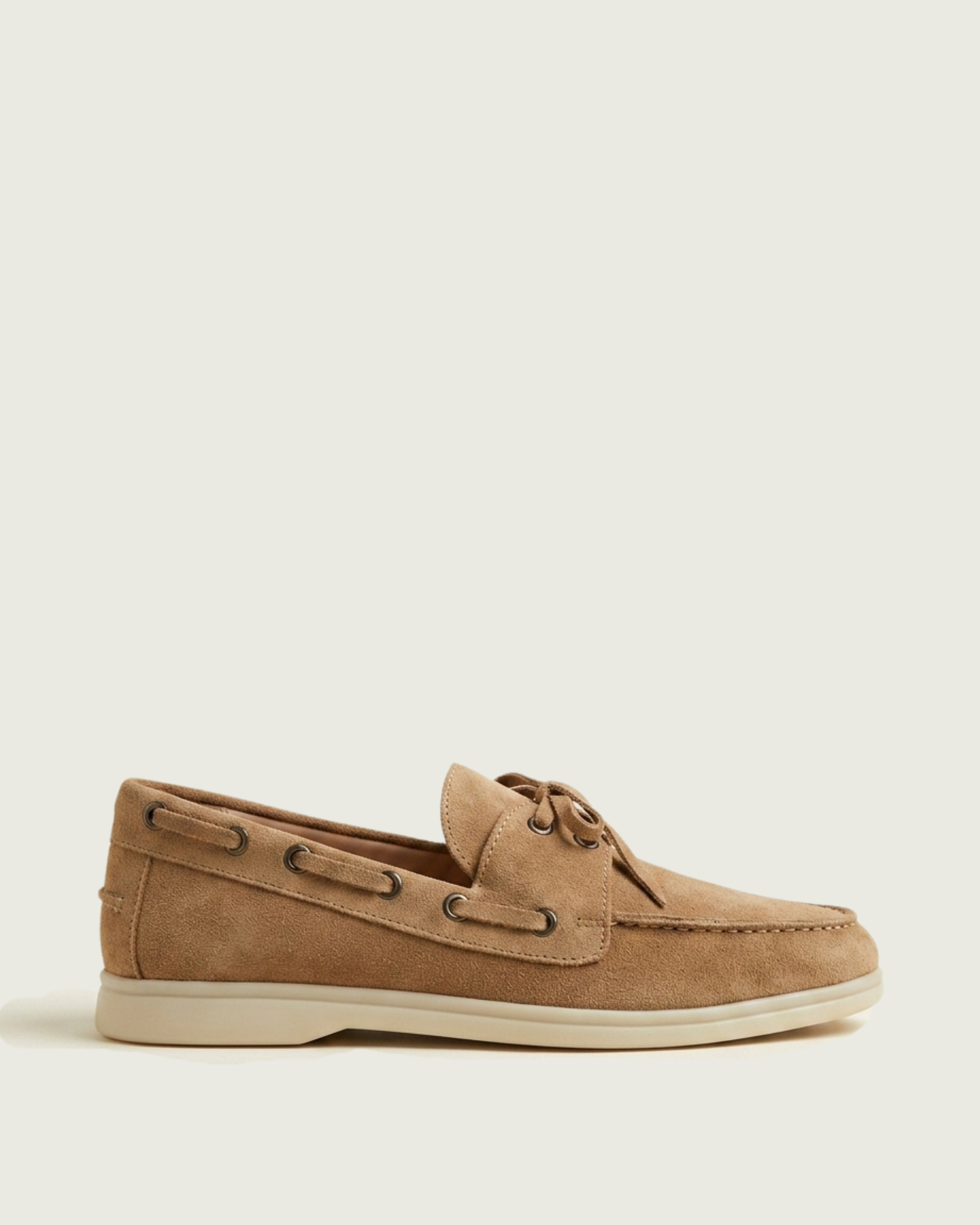 Mocassins Bateau en Daim Beige Sable- Tifira