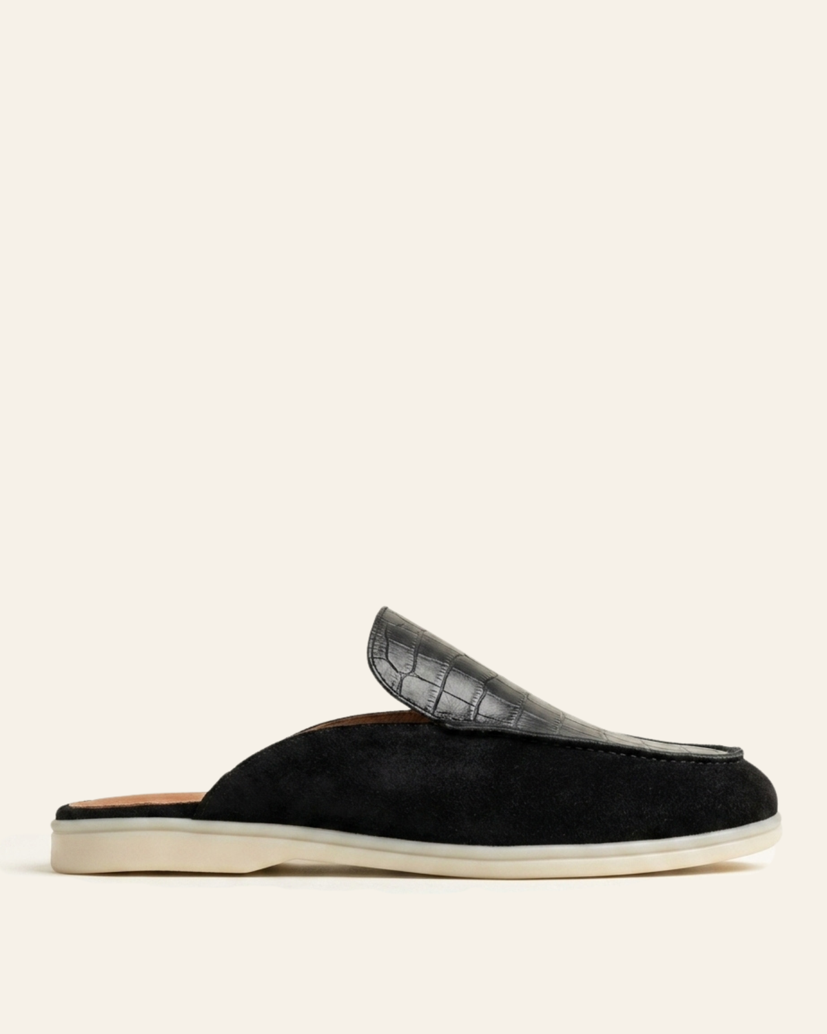 Mule Homme Croco et Daim Noir – Urar
