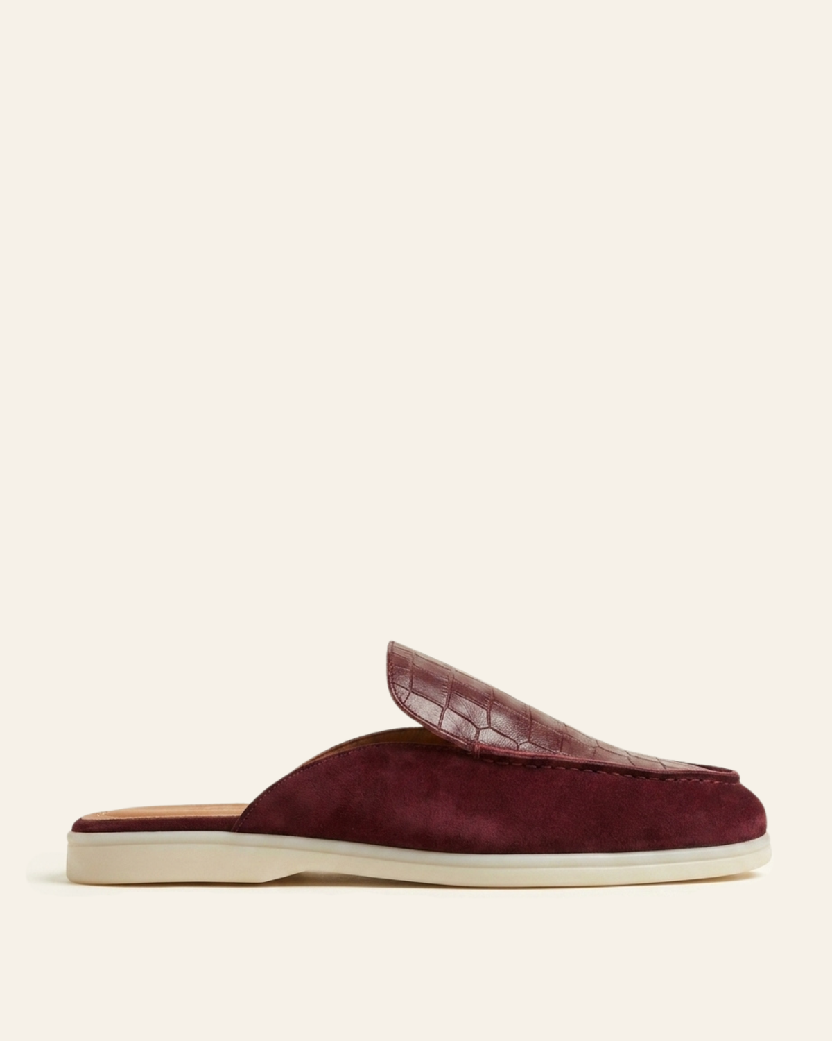 Mule Homme Croco et Daim Grenat – Urar