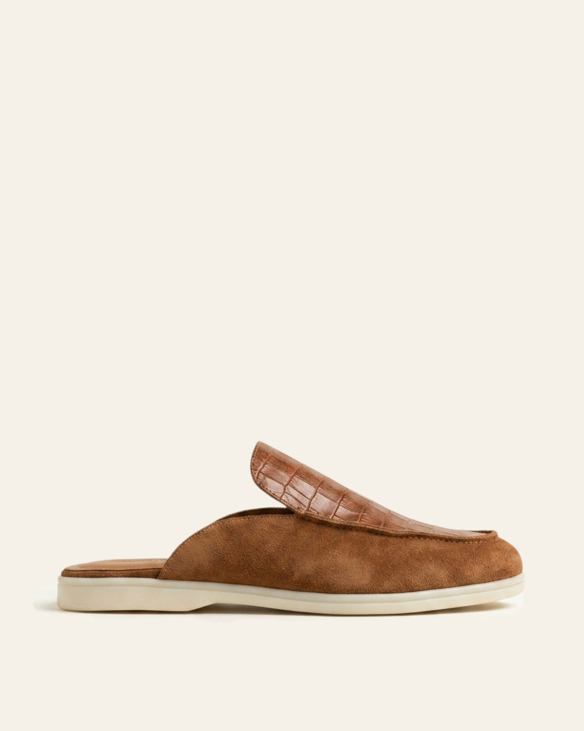 Mule Homme Croco et Daim Tabac – Urar