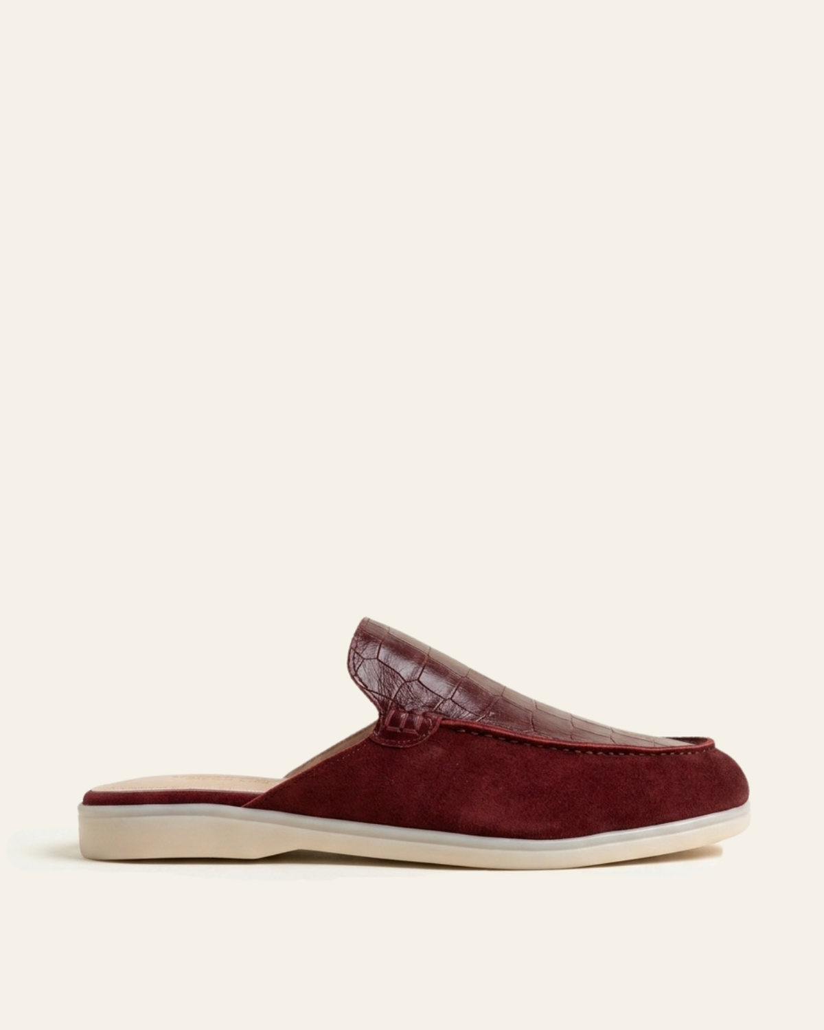 Mules Femme Croco et Daim Grenat - Urar