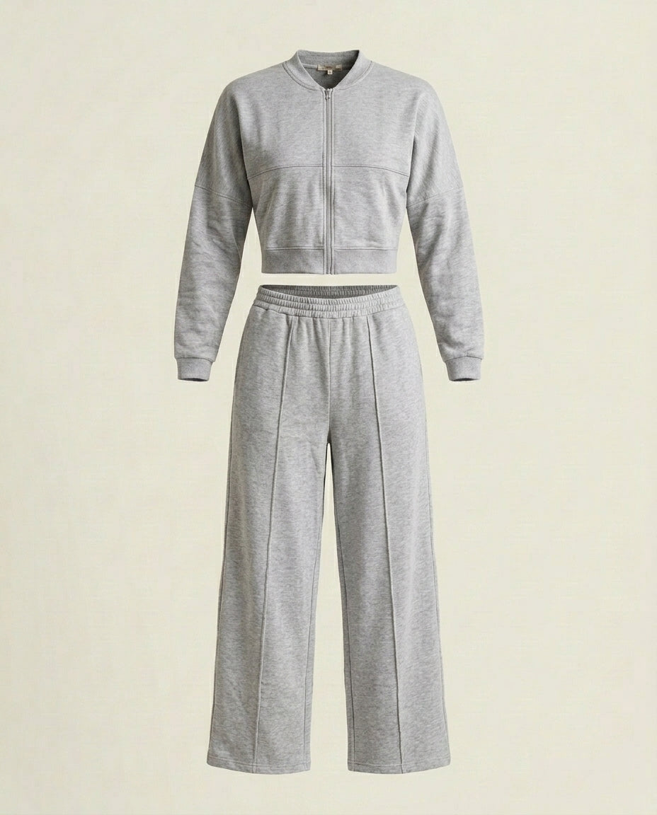Asif Ensemble Gris – Veste Zippée & Pantalon Fluide