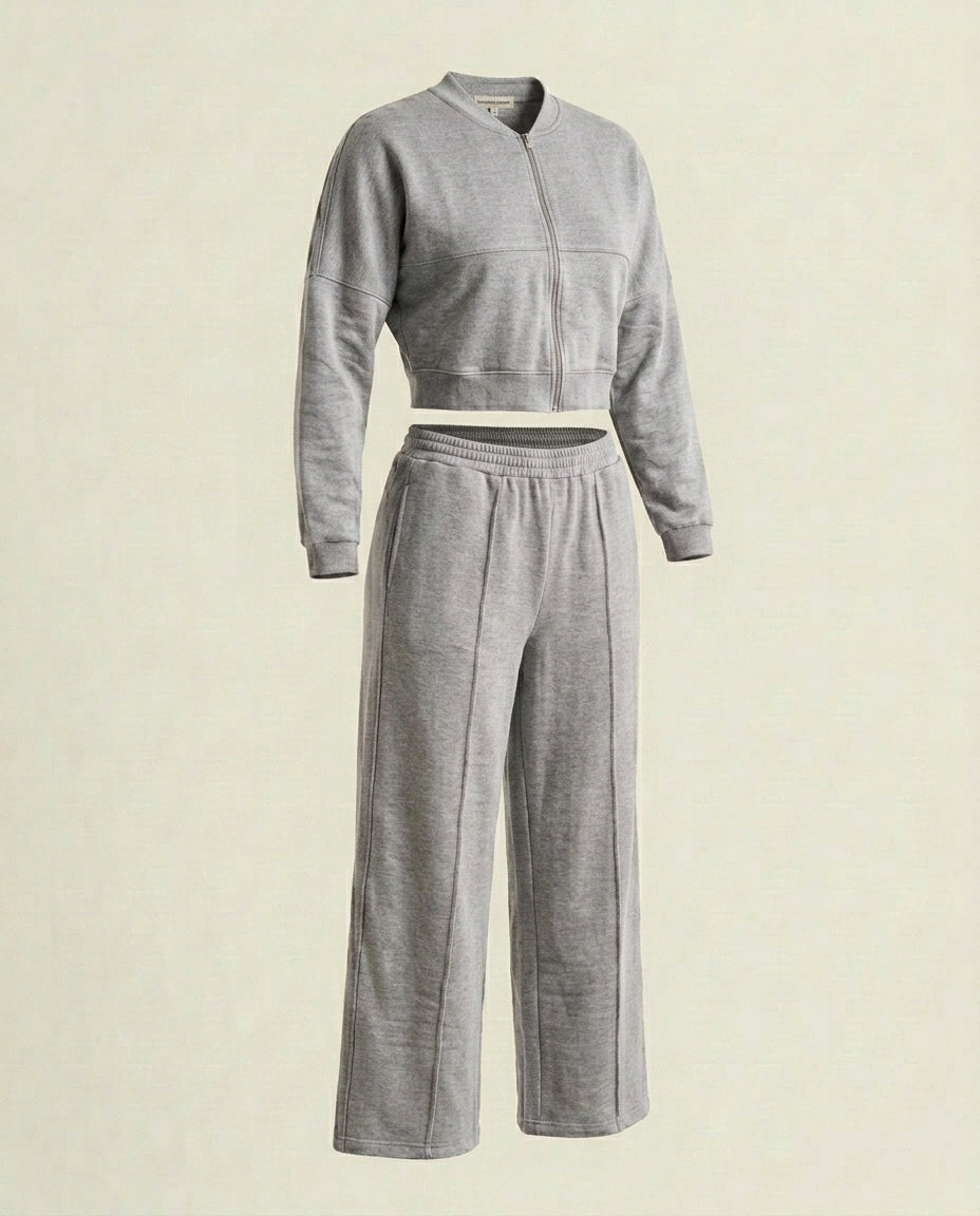 Asif Ensemble Gris – Veste Zippée & Pantalon Fluide