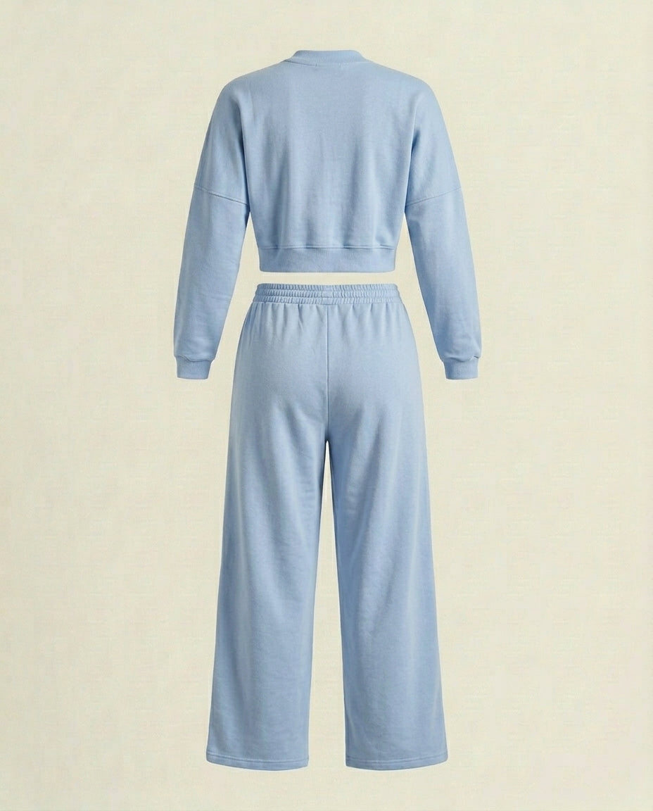 Asif Ensemble Bleu Brume – Veste Zippée & Pantalon Fluide