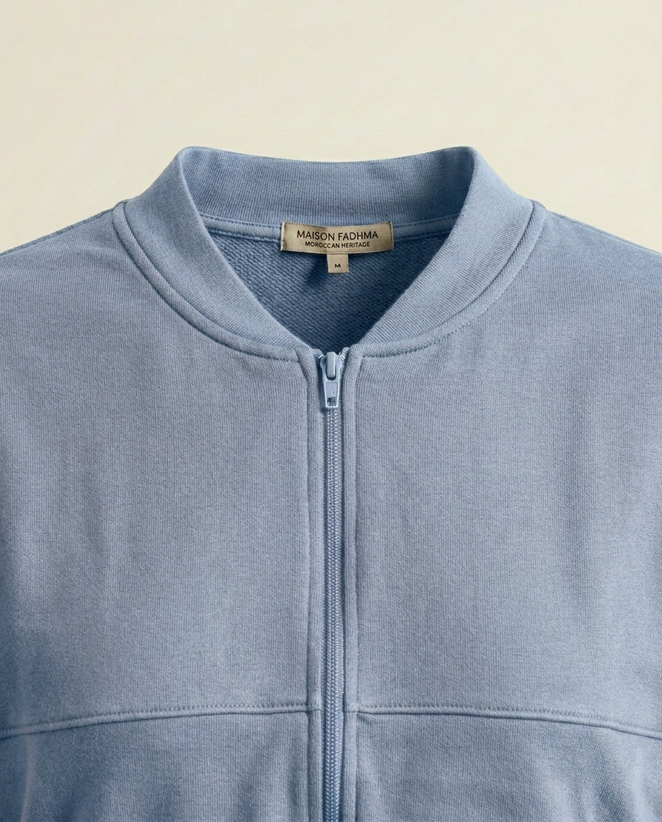 Asif Ensemble Bleu Brume – Veste Zippée & Pantalon Fluide