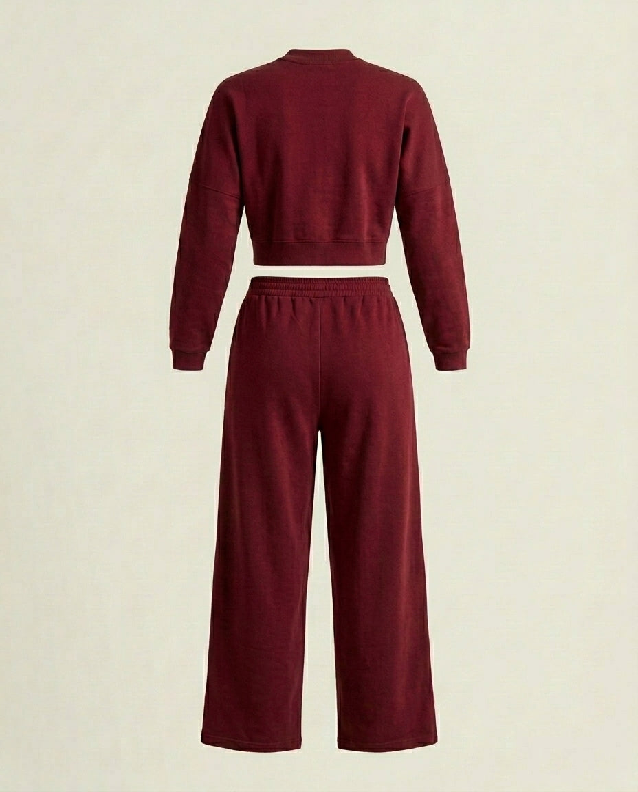 Asif Ensemble Grenat – Veste Zippée & Pantalon Fluide
