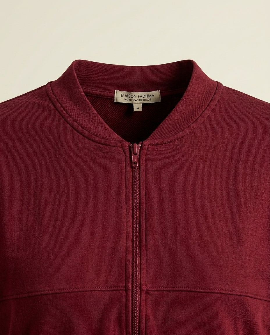 Asif Ensemble Grenat – Veste Zippée & Pantalon Fluide