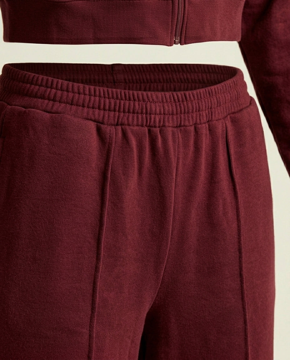 Asif Ensemble Grenat – Veste Zippée & Pantalon Fluide