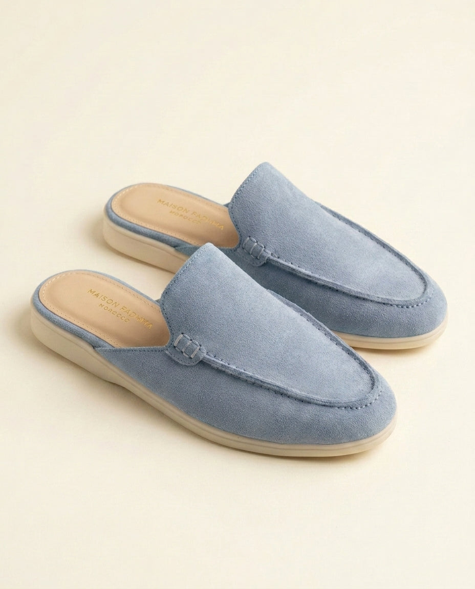 Mules en Daim Bleu Azure - Azru