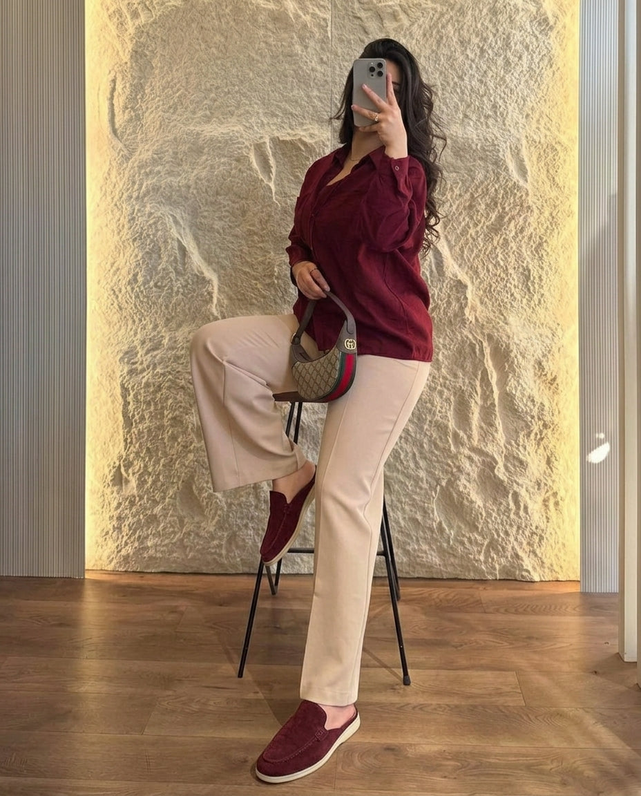 Mules en Daim Burgundy - Azru