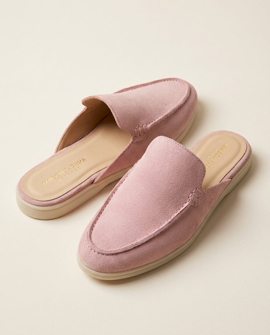 Mules en Daim Rose Poudré - Azru