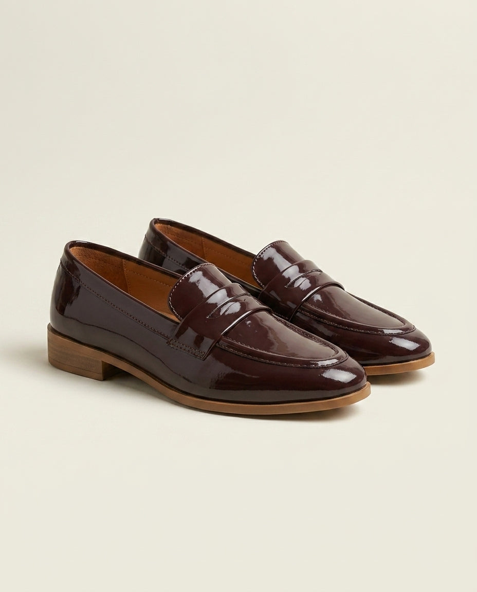 Mocassins Femme Marron Acajou Vernis - Anir