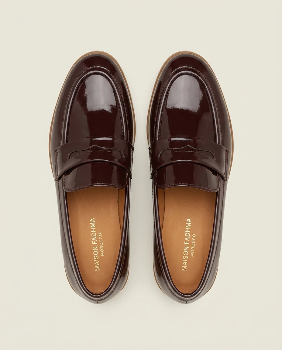 Mocassins Femme Marron Acajou Vernis - Anir