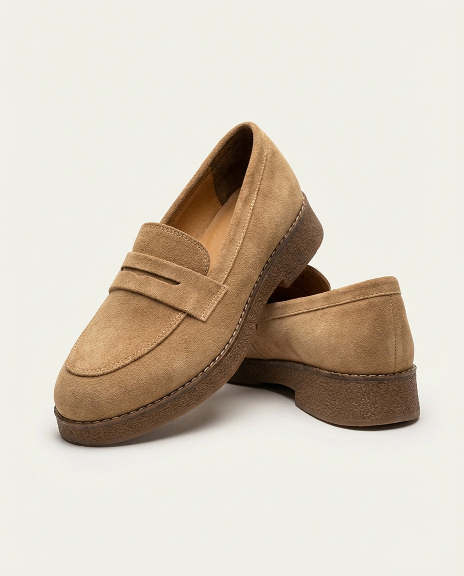 Mocassins Femme en Daim Beige - Aylal