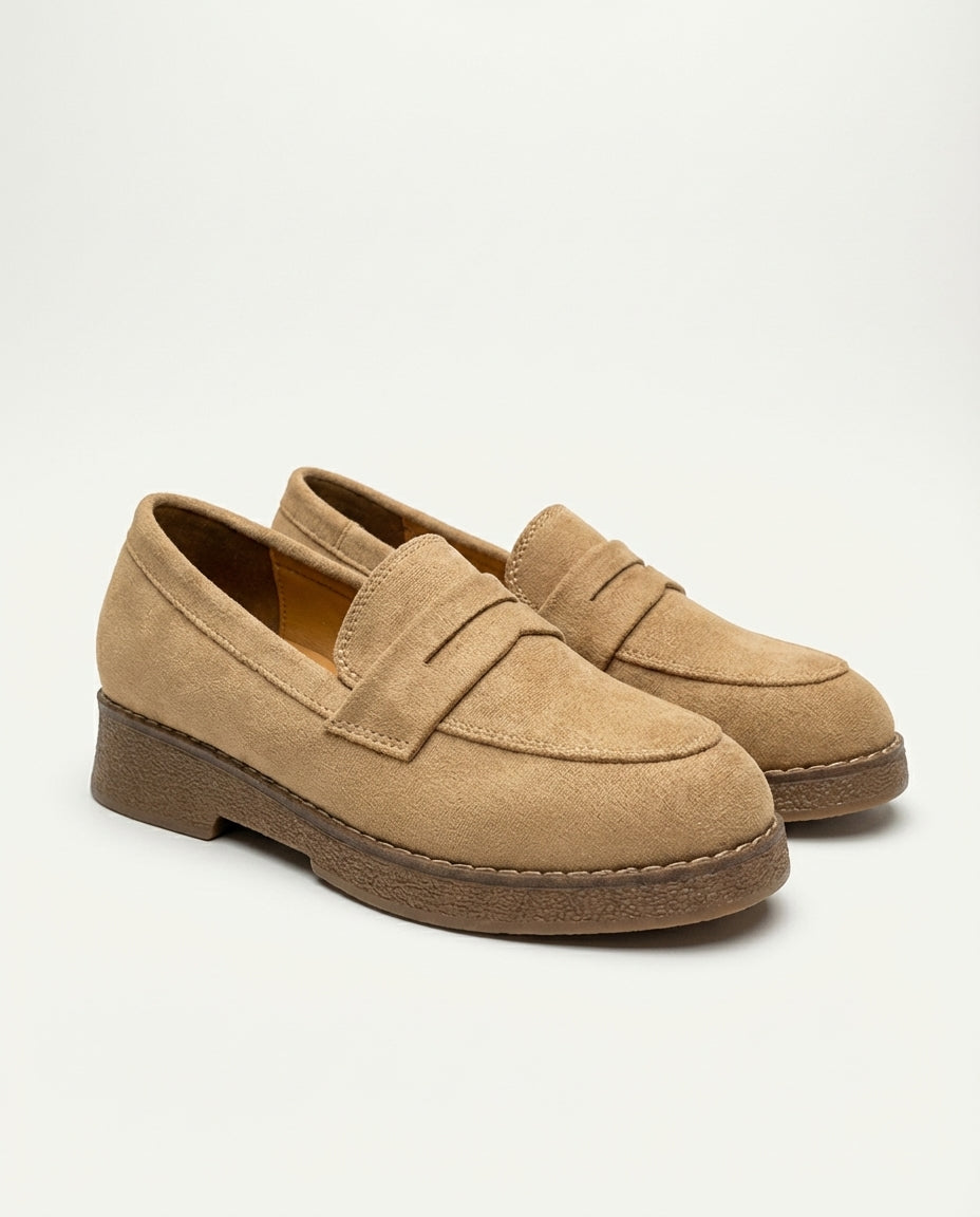 Mocassins Femme en Daim Beige - Aylal