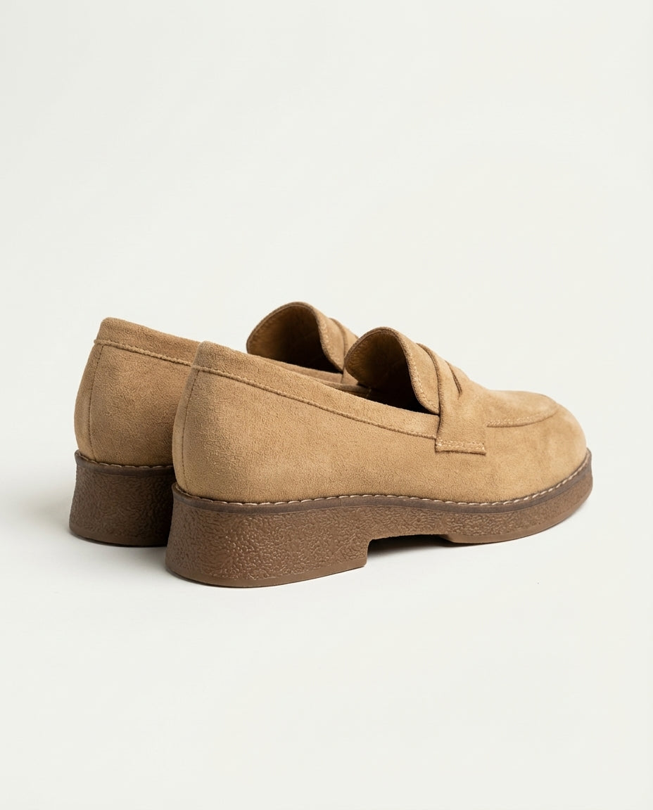 Mocassins Femme en Daim Beige - Aylal