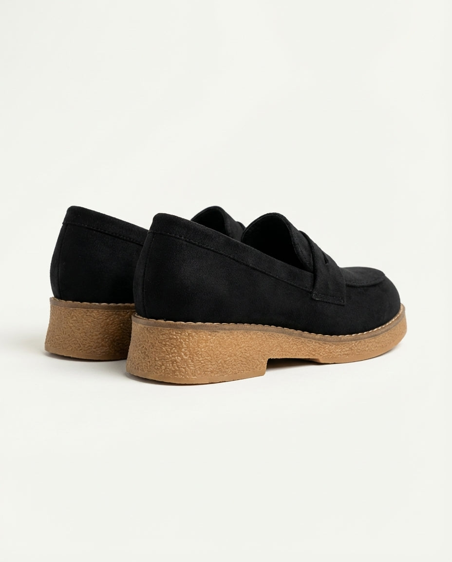 Mocassins Femme en Daim Noir - Aylal