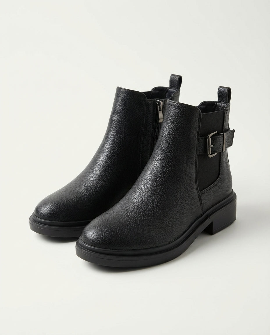 Bottines Chelsea Femme en Cuir Noir - Azenzar