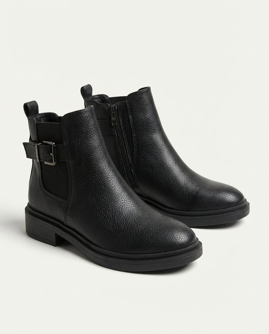 Bottines Chelsea Femme en Cuir Noir - Azenzar