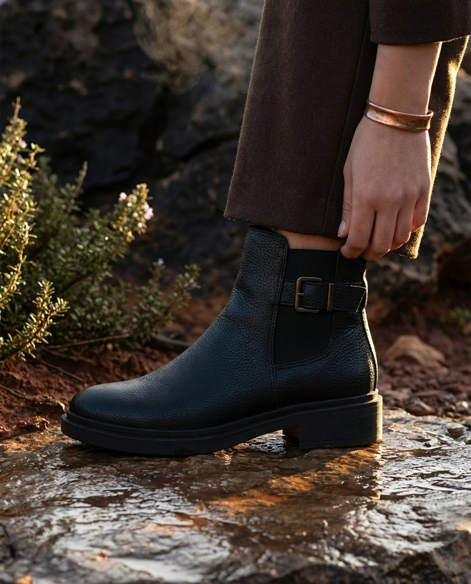 Bottines Chelsea Femme en Cuir Noir - Azenzar