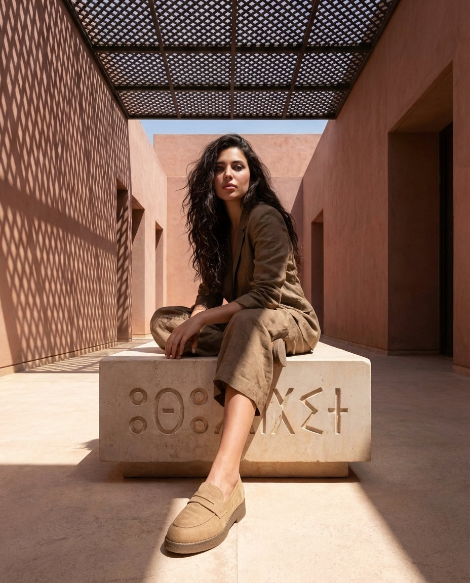 Mocassins Femme en Daim Beige - Aylal