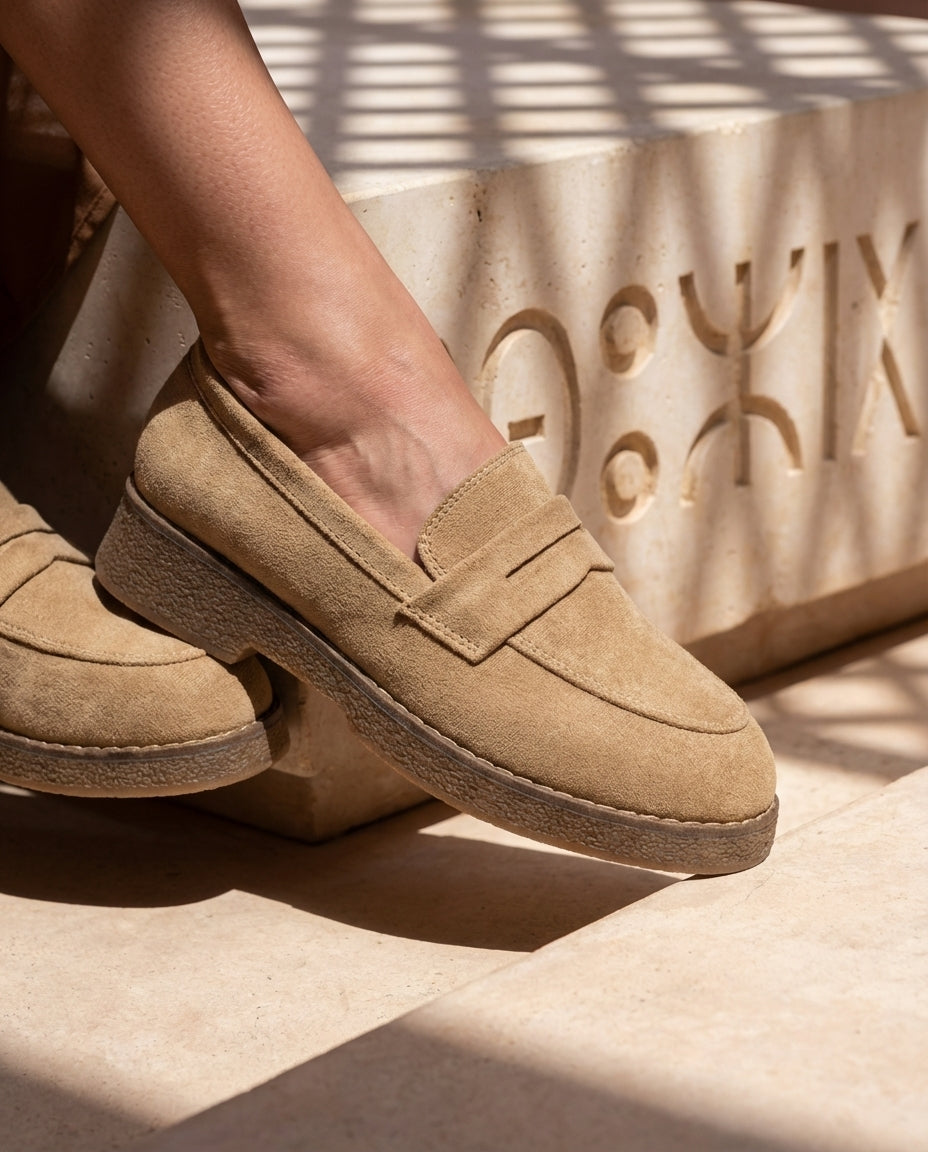 Mocassins Femme en Daim Beige - Aylal