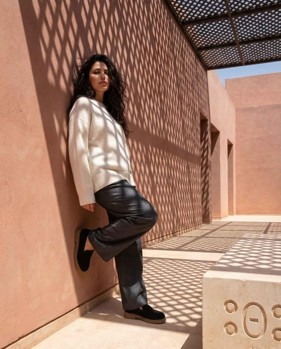 Mocassins Femme en Daim Noir - Aylal