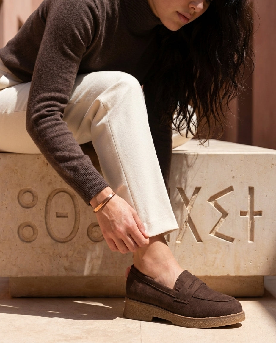 Mocassins Femme en Daim Marron - Aylal