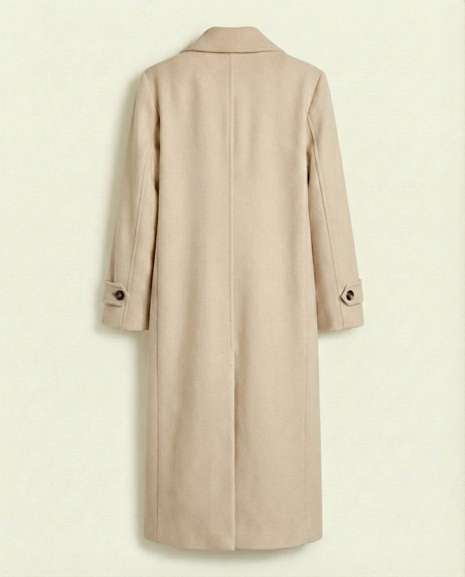 Manteau Long Femme Beige sablé - Sylia