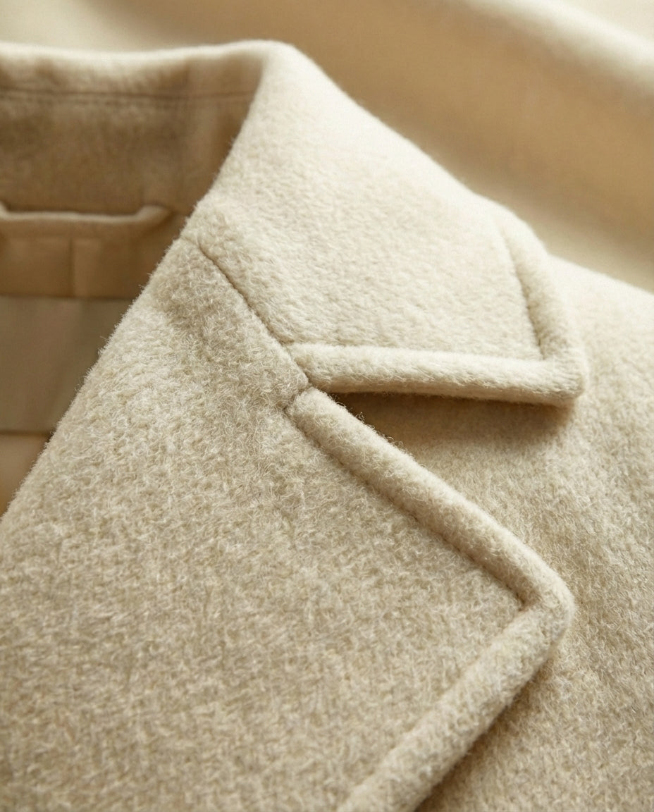 Manteau Long Femme Beige sablé - Sylia