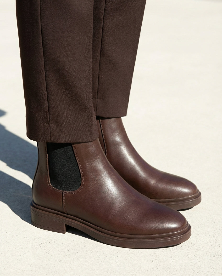 Bottines Chelsea Femme en Cuir Marron - Tislit