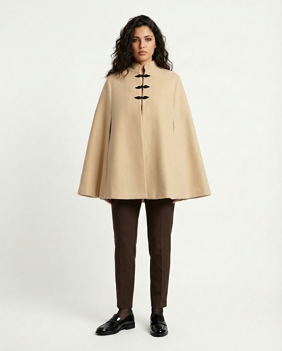 Cape en Coton Sable Col Mao - Abrid