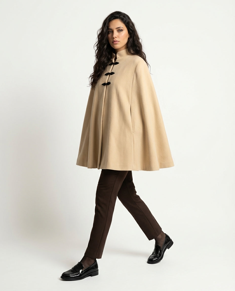 Cape en Coton Sable Col Mao - Abrid