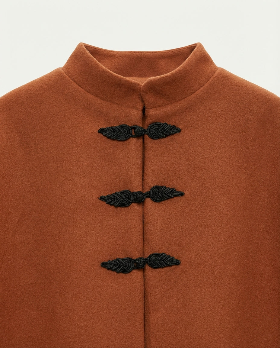 Cape en Coton Terracotta Col Mao - Abrid