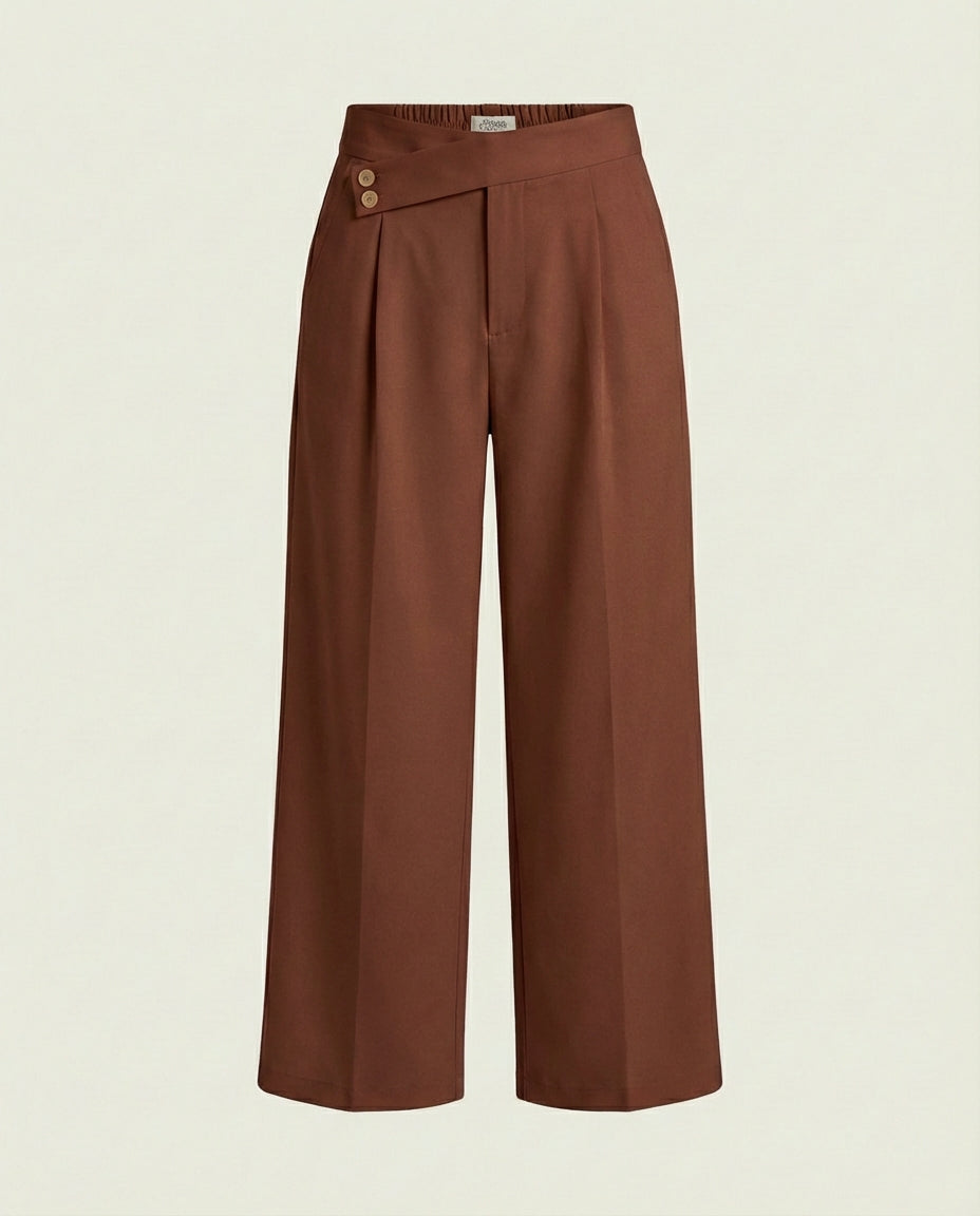 Pantalon Large Fluide Stretch Marron - Izil
