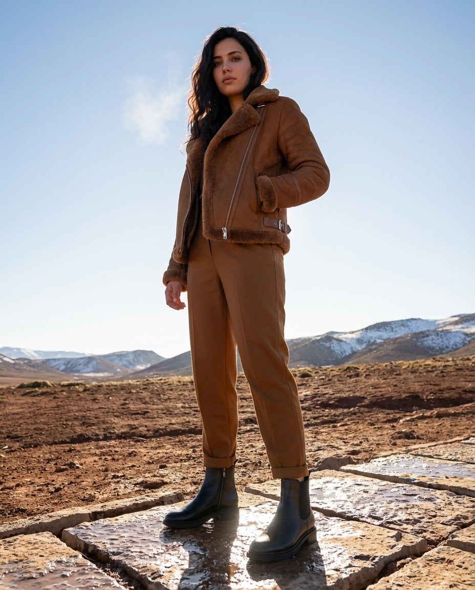 Bottines Chelsea Femme en Cuir Lisse Noir - Tislit