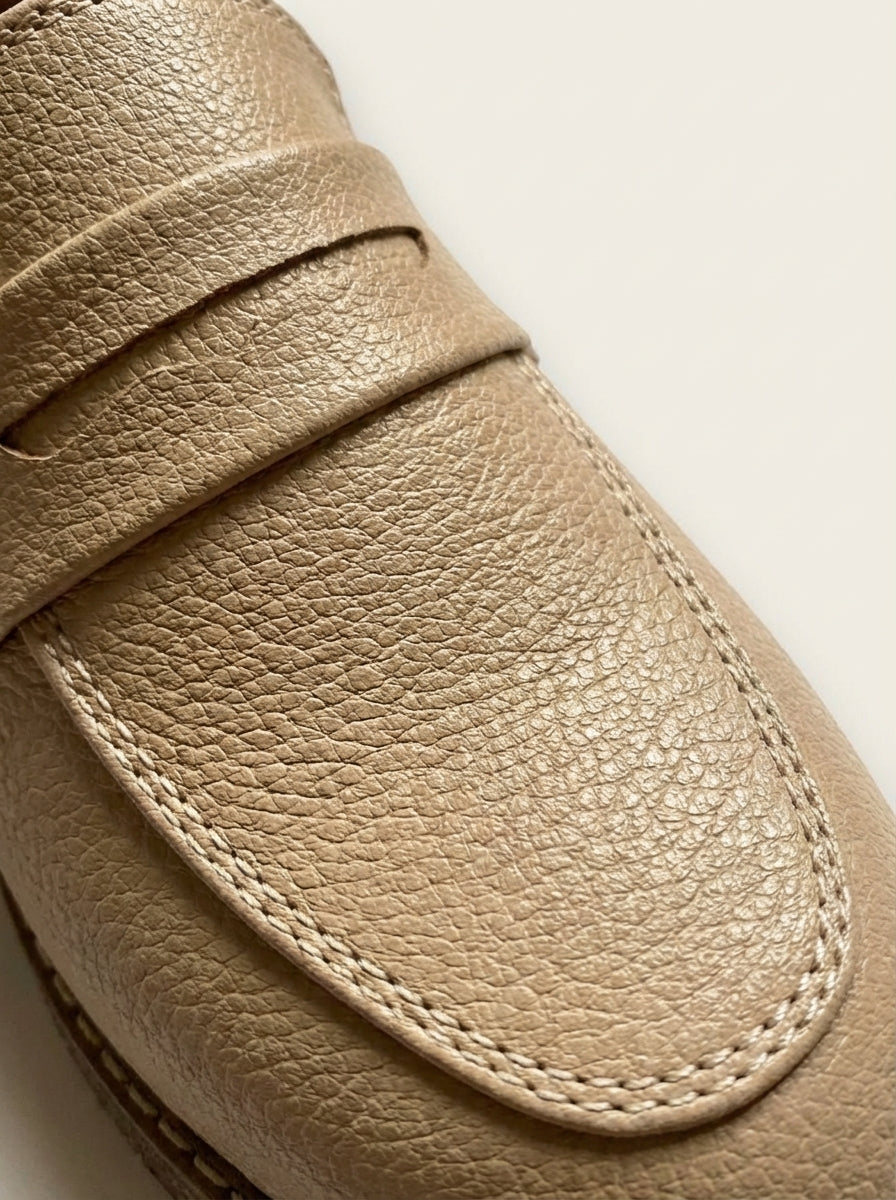 Mocassins Femme en Cuir Beige - Aksil