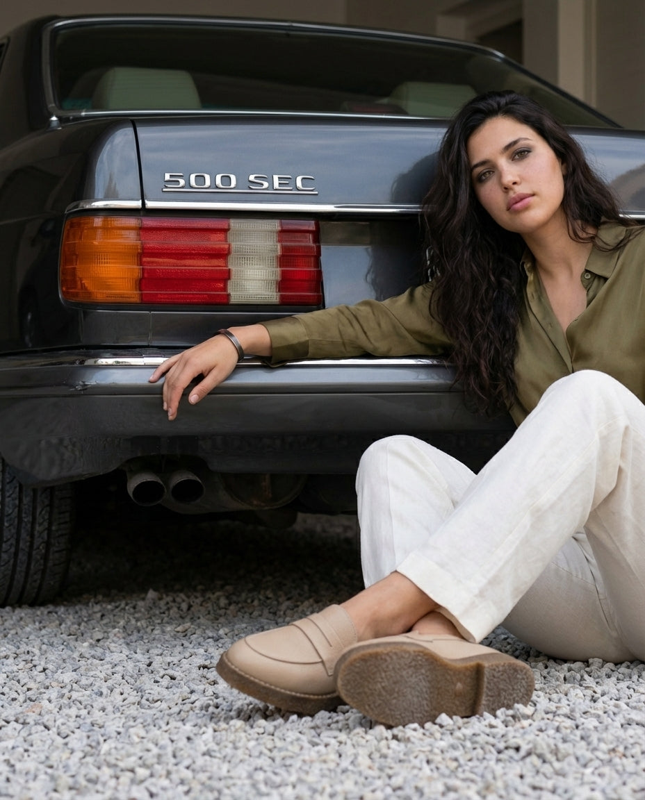 Mocassins Femme en Cuir Beige - Aksil