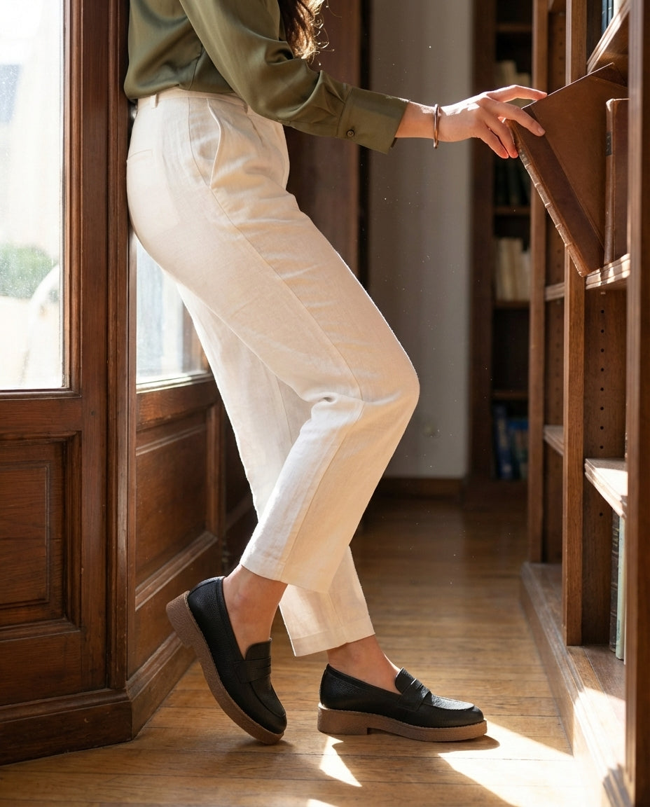 Mocassins Femme en Cuir Noir - Aksil