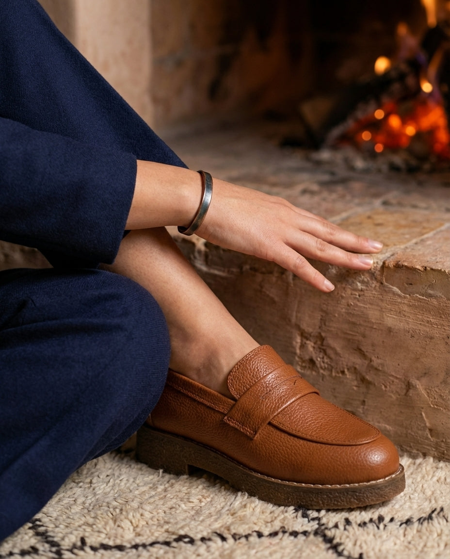 Mocassins Femme en Cuir Marron - Aksil