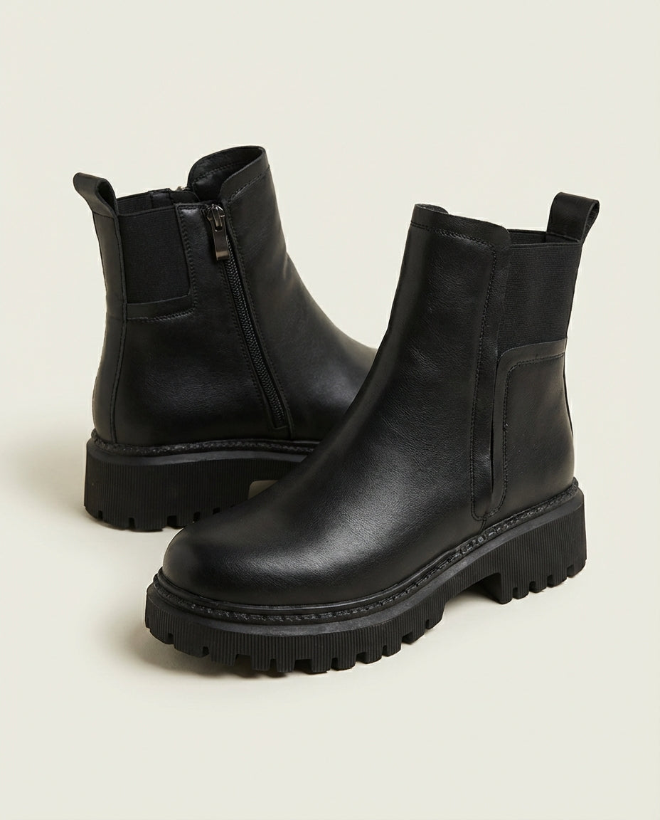 Bottines Chelsea Femme en Cuir Noir - Zayna