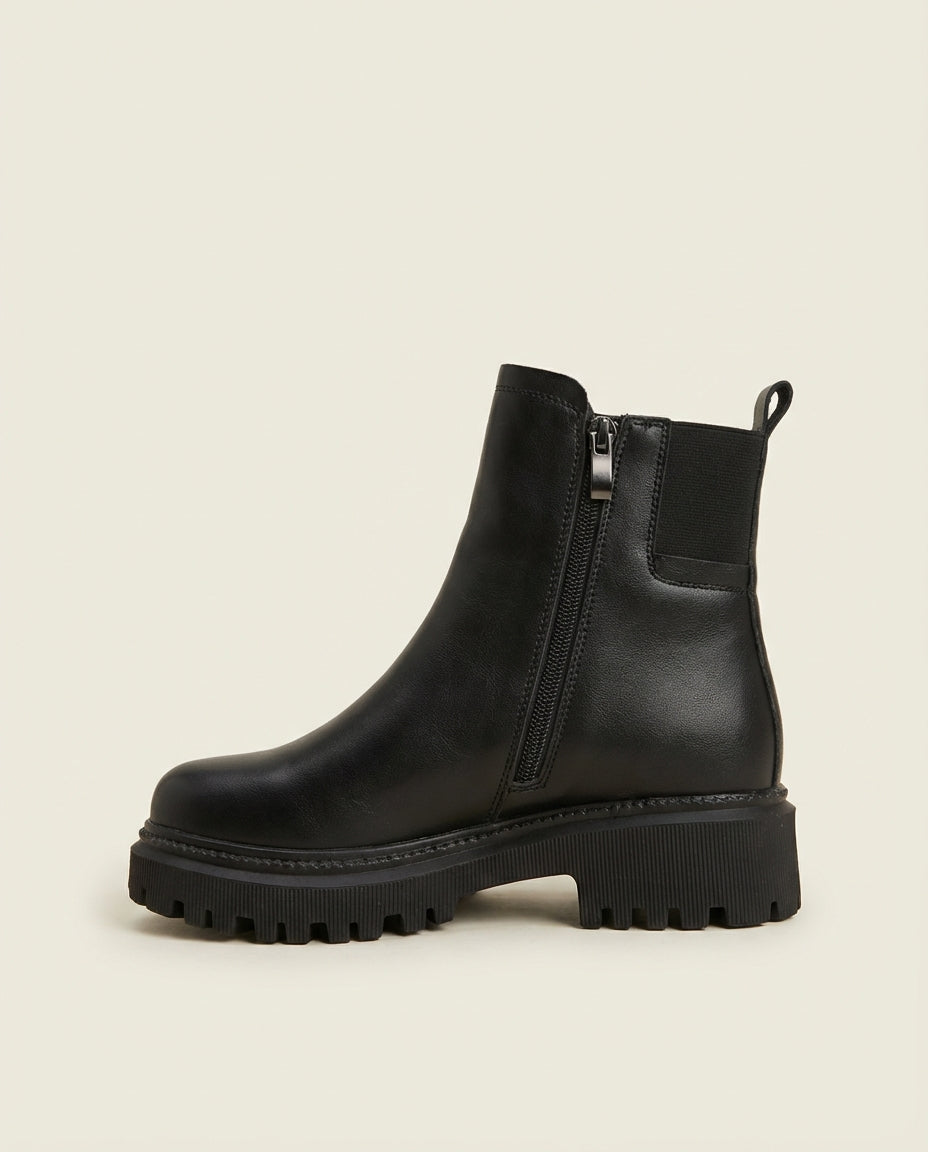 Bottines Chelsea Femme en Cuir Noir - Zayna