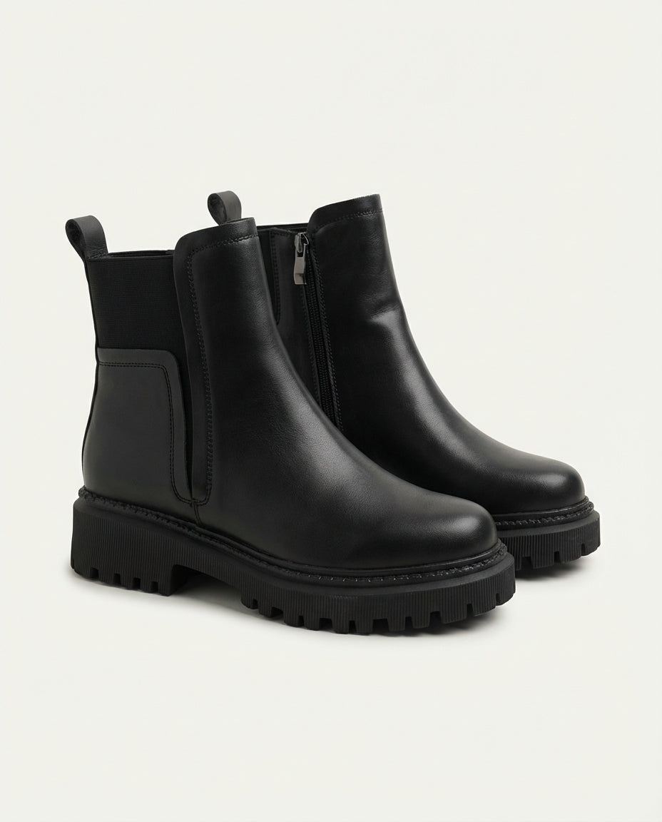 Bottines Chelsea Femme en Cuir Noir - Zayna