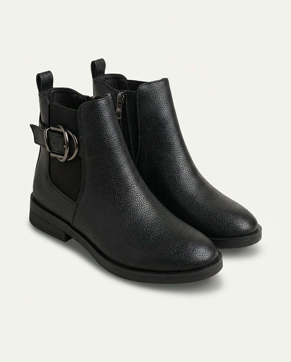 Bottines Chelsea Femme en Cuir Noir - Nahla