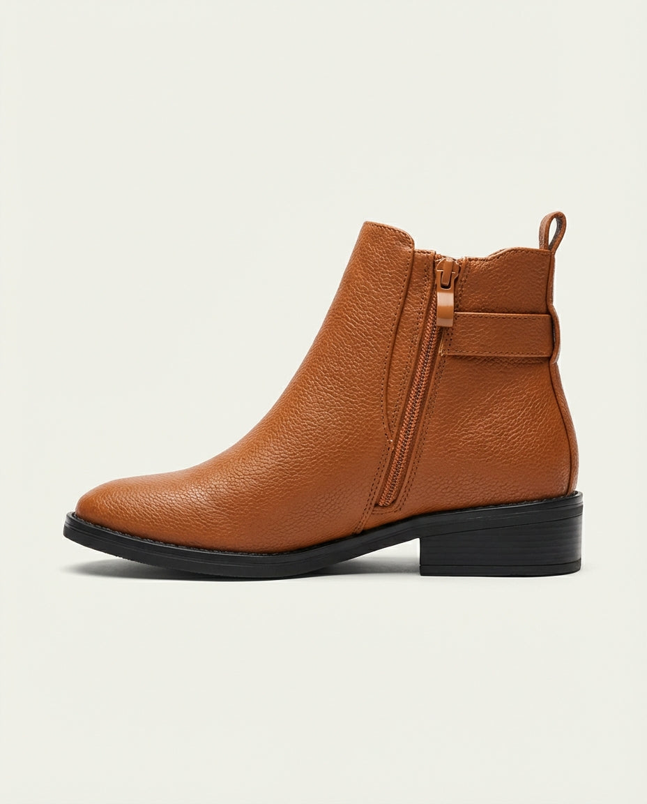 Bottines Chelsea Femme en Cuir Cognac Miel- Nahla