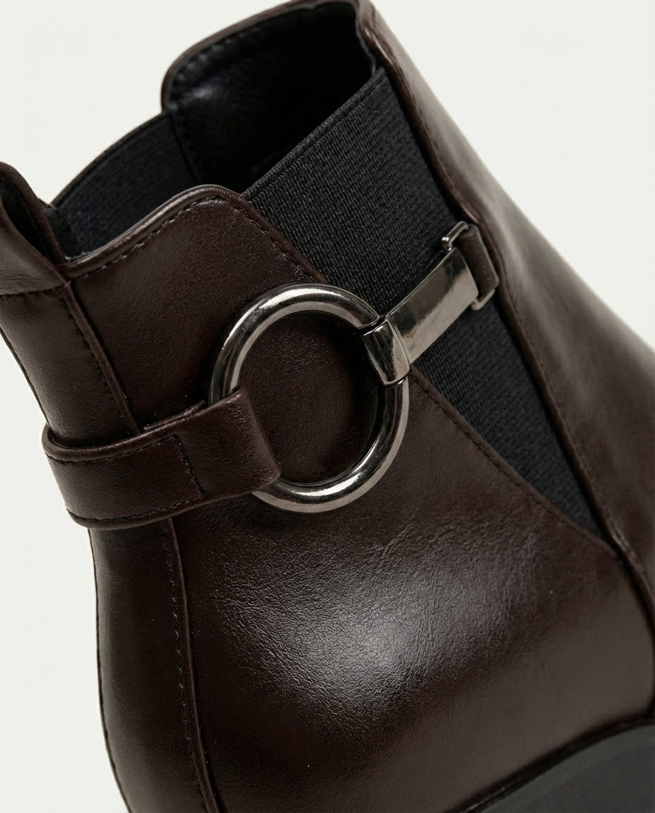 Bottines Compensées Femme en Cuir Marron Chocolat - Akal